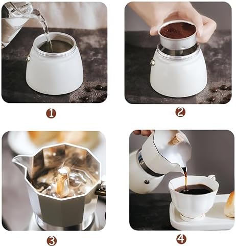 Coffee Pot,10 oz Moka Pot Italian Coffee Maker,Stovetop Espresso Maker 6 Espresso Cup,Camping Espresso Maker Manual Cuban Coffee Percolator for Cappuccino or Latte (Beige) - Image 5