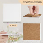 60 PCS Ceramic Tiles for Crafts, Unglazed Matte Coasters with Cork Backings - Image 5