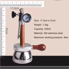 Professional Espresso Pitcher, 350ml Stainless Steel Milk Steamer for Home Baristas, Precise Pressure Gauge, 3-Hole Jet Nozzle Tool for Crafting Café-Quality Latte Art - Image 5