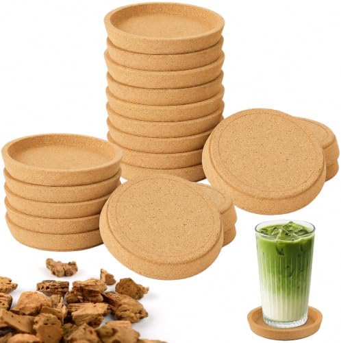 Cork Coasters Round with Raised Rim Pack of 20 by Yuragim