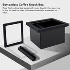 Maxmartt Knock Box Espresso, Desktop Knocking Residue Box with Rubber Bar, Square Bottomless Waste Bucket, Compact Barista Tool for Home, Café, Office - Image 6
