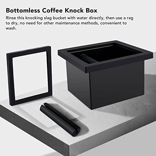Maxmartt Knock Box Espresso, Desktop Knocking Residue Box with Rubber Bar, Square Bottomless Waste Bucket, Compact Barista Tool for Home, Café, Office - Image 6