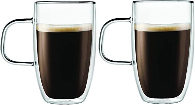 Godinger Handled Mug Double Wall Glass Coffee Cups Insulated for Drinking Espresso Latte Mocha Tea – 15 oz – Set of Two - Image 2