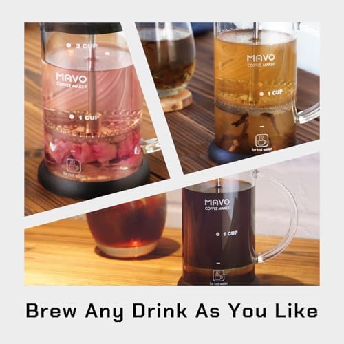 French Press Coffee Maker Stainless Steel Cold Brew Heat Resistant Glass Coffee & Tea Maker with 2 Filter (1000ml/34oz) - Image 5
