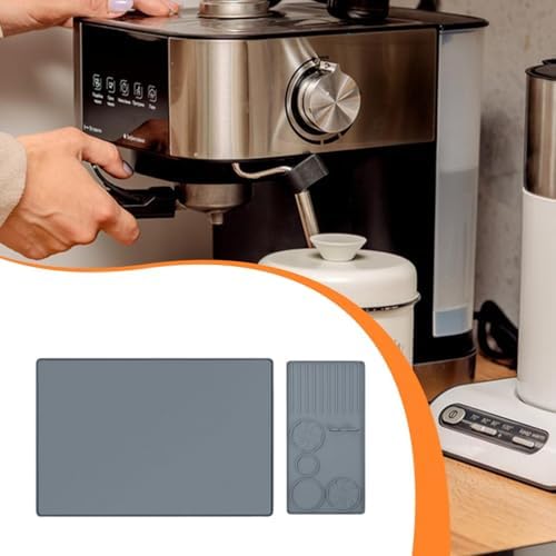 2 Pieces Silicone Espresso Machine Pad Tamper Mat Raised Edges Accessory Suitable for Tea Room Kitchen Coffee Shop, Gray - Image 4