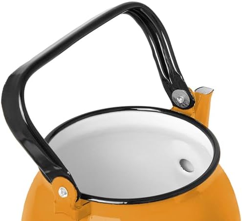 Vintage Enamel Kettle, Tea Pot Stovetop for Hot Water Fast to Boil, Teapot for Stovetop, Hot Water Kettle Teapot (Mustard 3.5L) - Image 3