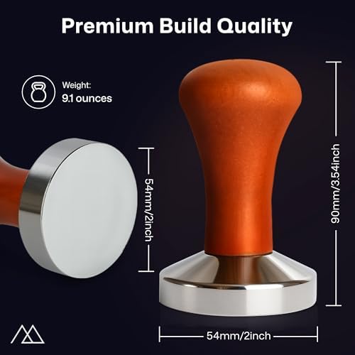 MADCHIEF 54mm Espresso Tamper Tool- Wooden handle & Stainless Steel Ground Coffee Tamper Barista Tool – Fits 54mm Breville Sage Espresso Machines Portafilter - Image 3