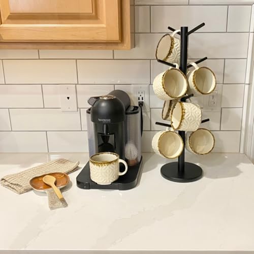 Evelots Countertop Coffee Mug Holder - Tea Cup Organizer Rack - Tree Hooks Hold 8 Large Mugs - Sturdy Wood with Black Finish - Coffee Bar Display Storage - Image 2