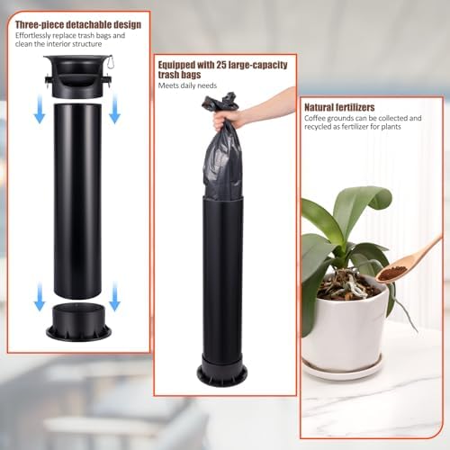HOMEE 18L Floor Standing Espresso Coffee Knock Box with 25 Garbage Bags - Image 6