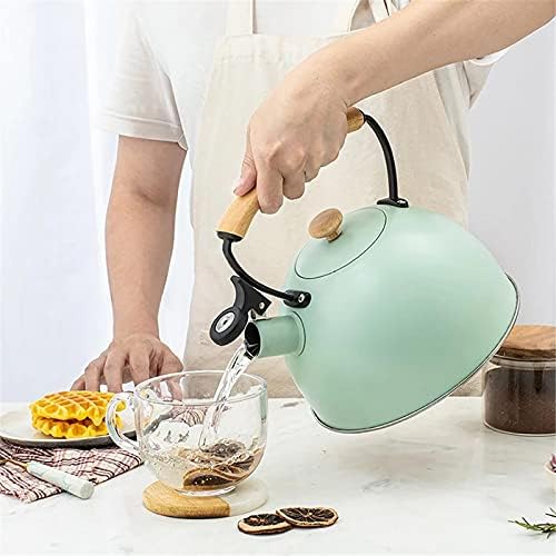 Stovetop Kettles Stainless Steel Tea Kettle Induction Kettle Marble Stone Water Teapot 3.0L Whistling Kettle (Color : Black Size : One Size) (Green One Size) - Image 3