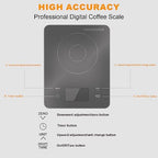 MEGAWISE High Precision 0.1g Coffee/Food Scale with Timer, Dual Power Supply, Waterproof Tempered Glass, 5 Weighing Modes, Professional Coffee Brewing Timer Kitchen - Image 2