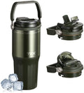 TKK 24 oz Ceramic Coated Tumbler with Straw Lid, 18/10 Stainless Steel Vacuum Tumblers, Leakproof Double Walled Car Cup with Handle & Tea Infuser& Dishwasher Safe, for Hot & Cold Drinks,Alpine Green by TKK