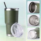 DOMICARE 30oz Tumbler Bulk with Lid and Straw, Double Wall Travel Coffee Mug, Insulated Vacuum Stainless Steel Tumblers, Powder Coated Tumbler Cup (Army Green, 8) - Image 6