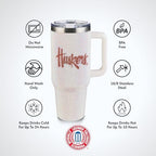 The Memory Company Officially Licensed 40oz White Bling Game Day Tumbler, University of Nebraska, Lincoln - Image 4