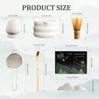 7-Piece Matcha Tea Set Kit with Whisk Chasen,Bowl Chawan,Scoop,Sifter,Holder & Towel-Complete Ceramic Set for Tea Lovers & Enthusiasts - Image 4