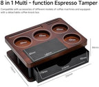 Espresso Tamping Station with Knock Box, 8-in-1 Wooden Coffee Organizer, Espresso Knock Box & Tamping Station 58mm, Fits 51/53/54/58mm Portafilter Tamper Distributor for Home Barista - Image 2