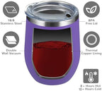 MEWAY 12oz/12 Pack Wine Tumbler Glasses with Lid -Double Wall Vacuum Stainless Steel Travel Tumbler Mug,Stemless Insulated Wine Cup for,Coffee,Cocktails,Gifts (Purple,Set of 12) - Image 3
