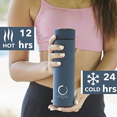 Pure Zen Tea Glass Double Lid Tea Bottle - Stainless Steel Tea Thermos - Image 7