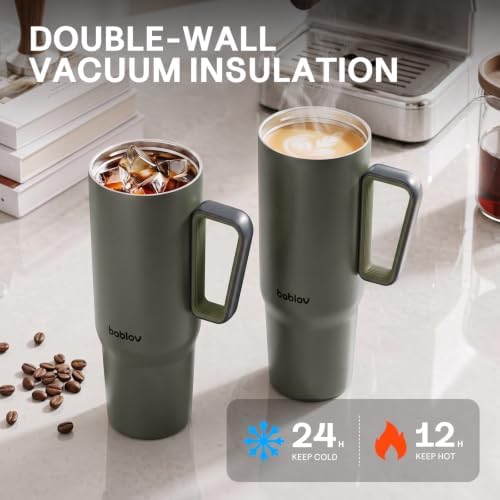 BABLOV 40oz Tumbler with Handle 316L Stainless Steel Coffee Tumbler - Image 2