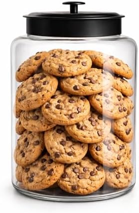 Dusk Glass Storage Jar, 3 Gallon Capacity, Crystal Clear with Black Metal Lid, for Food Display and Storage by GLOWNARY