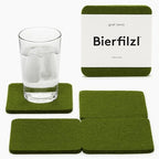 Graf Lantz - Bierfilzl Merino Wool Square Coasters Set of 4 - Loden Green (4"x4"x5mm) - Absorbs 30% Weight, Natural German Wool - Heat Resistant, Sustainable, Reusable - Home Decor, Coffee Table Decor by GrafLantz