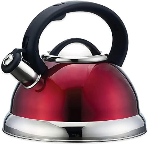 EUROSTAR EK41R 2.8L Stainless Steel Whistling Tea Kettle, Red by EUROSTAR
