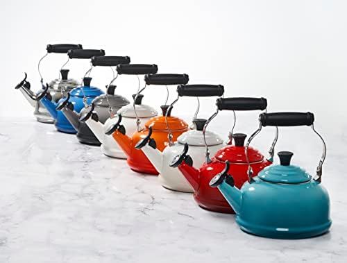Le Creuset Enamel On Steel Whistling Tea Kettle, 1.7 qt., White/Black Knob - Image 2