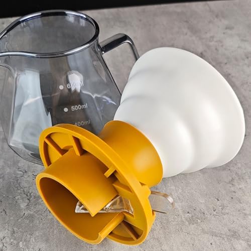 Pour Over Coffee Dripper, Ceramic Immersion Coffee Maker for Manual Brewing with Heat Portable Design, Yellow (Yellow) - Image 2