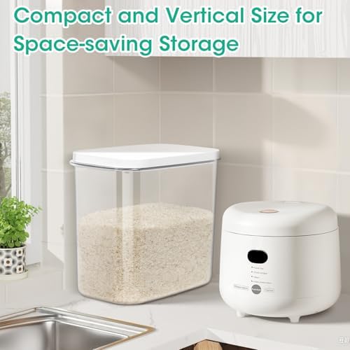 TBMax Large Rice Container 25 Lbs with Easy-Carrying Handles -12.7 Qt Flour Storage Container with Pop Up Lid & Hanging Hooks for Cleaner Use, Airtight Food Storage Bin for Kitchen Organization - Image 6