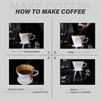 Pour Coffee Dripper Set Manual Drip Ceramic Coffee Maker 600ML Glass Carafe Ceramic Dripper Coffee Filters（White） - Image 7