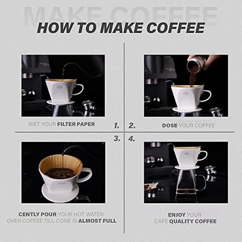 Pour Coffee Dripper Set Manual Drip Ceramic Coffee Maker 600ML Glass Carafe Ceramic Dripper Coffee Filters（White） - Image 7