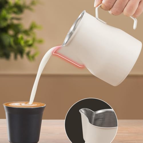 Stainless Steel Latte Art Milk Frothing Pitcher, Pour Spout and Open Handle for Home Espresso and Cafe Counter - Image 6