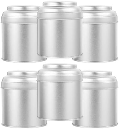 ibasenice 6 Pack Silver Tin Tea Canisters with Lids for Loose Leaves by ibasenice