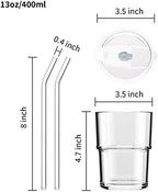 BLUEPOLAR 13oz/400ml Glass Water Tumbler with Straw and Lid Sealed Carry On Thick Wall Iced Coffee Cup Glass Cup for Water, Iced Tea Fruit Juice Etc (White-4 Pack) - Image 2