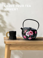 Toptier Teapot with Removable Infuser, Cast Iron Tea Kettle Stovetop Safe, Solid Geometry Ball Design Tea Pot Coated with Enameled Interior for 32 Ounce (950 ml), Morning Glory - Image 5