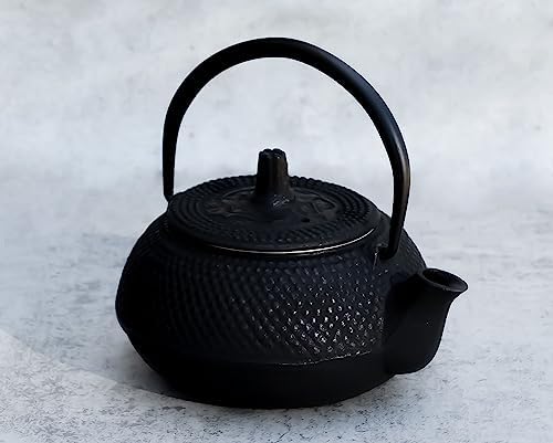 Ebros Gift Small Traditional Japanese Tetsubin Black Cast Iron Teapot Imperial Hobnail Design Tea Pot 9 fl oz Capacity Personal Size Asian Fusion And Housewarming Accent Decorative Teapots - Image 2