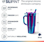 Silipint 32oz Silicone Humbler Tumbler with Handle, Flip Lid and Straw – BPA-Free, Non-Toxic, Unbreakable, Microwave, Dishwasher Safe – Perfect for Tea, Cold Water, Americana - Pack of 2 - Image 3