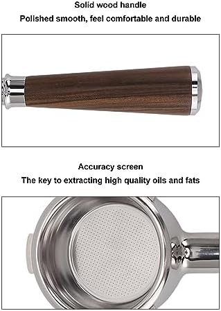 58mm Bottomless Portafilter, Stainless Steel Triple Ear Design with Solid Rosewood Handle for Machines Compatible with Barsetto Coffee Makers - Image 3