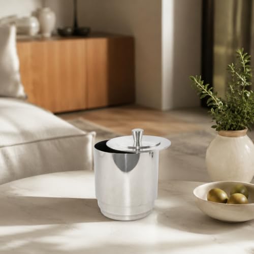 Compact Stainless Steel Canister, High Profile Stainless Steel Raw Material Pot, Dimensions 14cm Diameter X 18cm Height, Modern Minimalist Style - Image 7