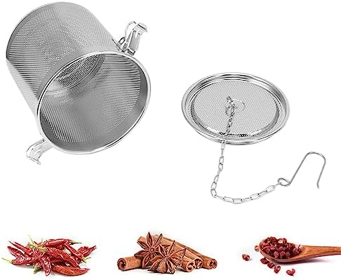 Tea Strainers for Loose Tea, Stainless Steel Tea Strainer Fine Mesh Seasonings Seperation Basket Filter with Chain Hook for Home Restaurant (4.3l) - Image 3