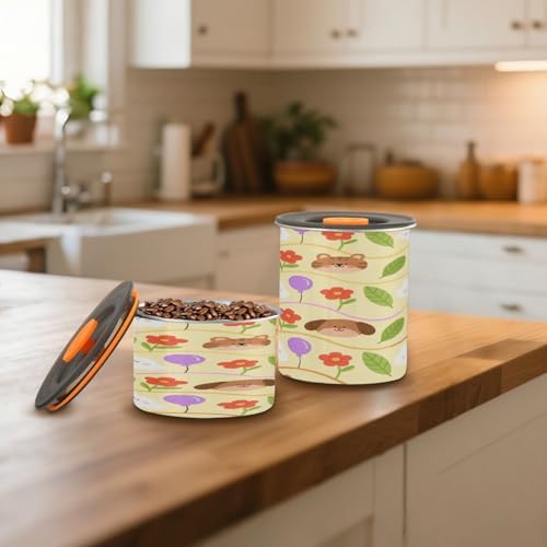 Cartoon Cute Brown Bear Designed Storage Containers Stainless Steel Storage Containers For Snacks Candy Stackable Push Button Dry Food Canisters - Image 7
