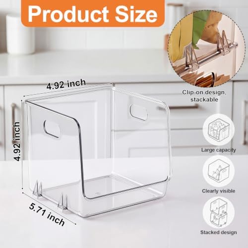 9 Pcs Clear Plastic Storage Bins Stackable Pantry Organizer - Image 3