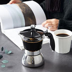 4 Cup Moka Pot - Stovetop Espresso Coffee Maker, Stainless Steel Stovetop Coffee Percolator, Kitchen Coffee Maker Coffee Pot, Resistance Anti-Scald, 200 ml, Suitable For Home And Office - Image 5