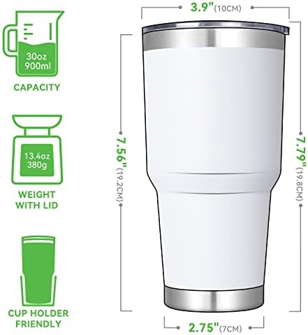 DOMICARE 30 oz Tumbler with Lid and Straw, Stainless Steel Tumblers Bulk, Insulated Vacuum Double Wall Travel Coffee Mug, Durable Powder Coated Tumbler Cups (White, 12) - Image 2