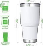 DOMICARE 30 oz Tumbler with Lid and Straw, Stainless Steel Tumblers Bulk, Insulated Vacuum Double Wall Travel Coffee Mug, Durable Powder Coated Tumbler Cups (White, 4) - Image 2