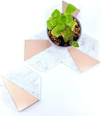 Marble Hexagon Stone Coasters with Rose Gold Accent, Set of 4 - Image 2