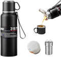 Upgrade 3in1 Water Bottles with Travel Mug Coffee Cup Cap, Tea Infuser,Carrying Loop,Thermal Wide Mouth Bottle, Vacuum Insulated 316 Stainless Steel Flask Leak Proof,BPA-Free (black, 1980ml) by Unknown