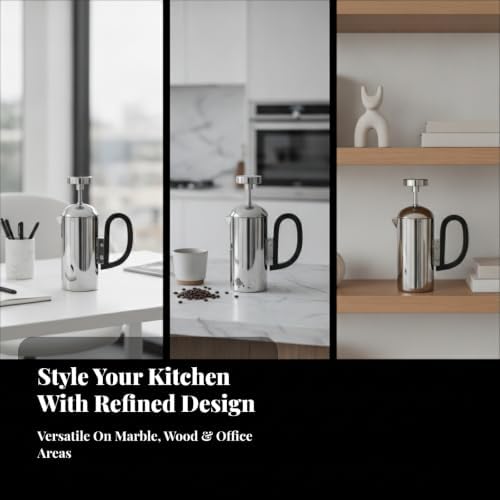 Minimalist Stainless Metal Carafe Figurine | Compact, Coffee Kettle Statue with D Shaped Handle, for Displaying, Gold, Kettle - Image 2