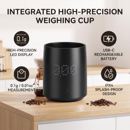 Coffee Scale with Cup 0 1g 500g Capacity 200ml Glass Digital Timer for Pour Over - Image 6