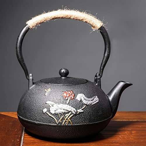 Tea Kettle,Cast Iron Teapot in Japanese Style,Tetsubin Tea Kettle with Stainless Steel Infuser,Die Casting Pattern Stove Safe Kettles,Traditional Iron Teapots,1.2L(Color:O) (Size : Small) by Unknown
